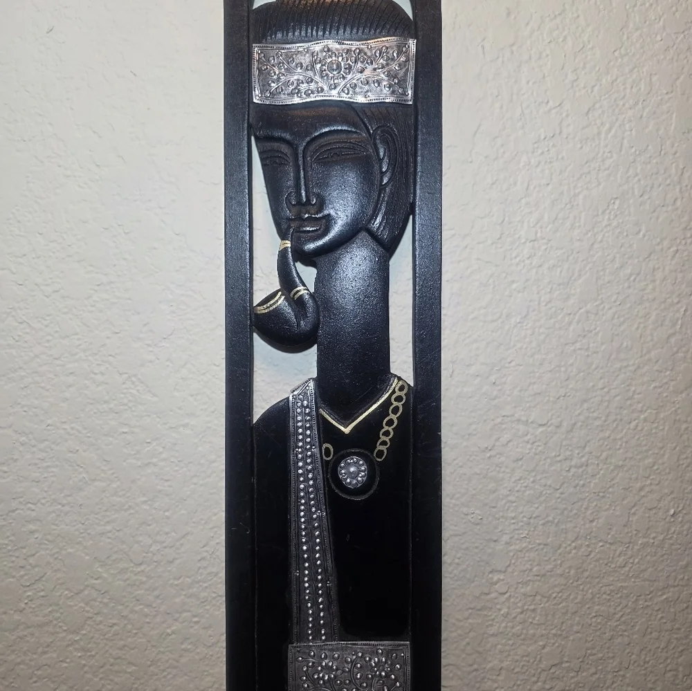 Vintage Wall Decor Handmade Wood & Metal Accent Black/silver